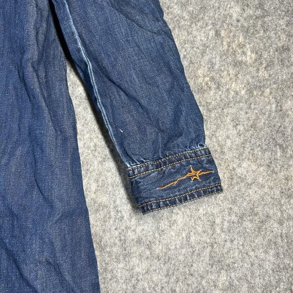 Ryan Michael Denim Dress Womens Small Cotton Silk Button Front Cowgirlcore - Picture 3 of 9